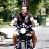 Dean McDermott
 riding his Triumph motorcycle outside his house
Los Angeles, California.