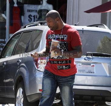 Quinton Jackson aka Rampage Jackson
 leaves Coffee Bean with a friend in West Hollywood
Los Angeles, California.