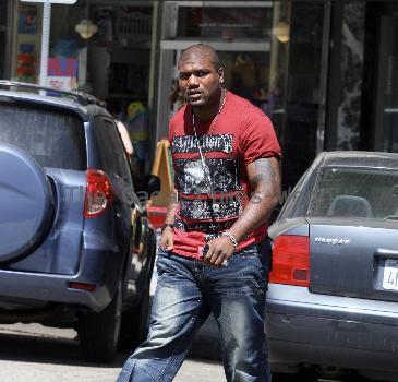 Quinton Jackson aka Rampage Jackson
 leaves Coffee Bean with a friend in West Hollywood
Los Angeles, California.