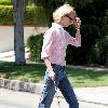 January Jones 'Mad Men' star taking her dog for a morning walk Los Angeles.