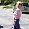 January Jones 'Mad Men' star taking her dog for a morning walk Los Angeles.