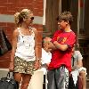 Kelly Ripa and Michael Consuelos Kelly Ripa walking in SoHo with her son New York City.