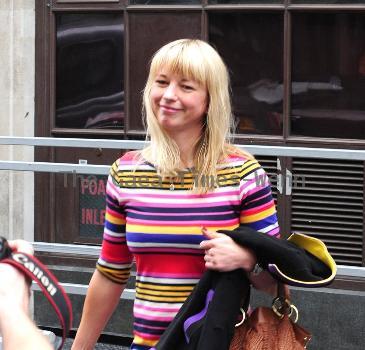 Sara Cox leaving the Radio One studios London.