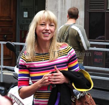 Sara Cox leaving the Radio One studios London.