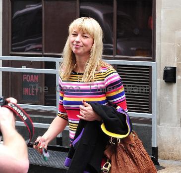 Sara Cox leaving the Radio One studios London.