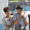 Halle Berry and co-star Olivier Martinezin Cape Town on the set of the movie 'Dark Tide'Cape Town.