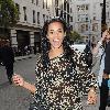 Rochelle Wiseman of The Saturdays outside the May Fair hotel London.