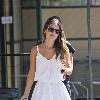 Rachel Bilson, wearing a white summary dress and sunglasses, is seen shopping at Nature Mart in Los Feliz Los Angeles.