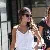 Rachel Bilson, wearing a white summary dress and sunglasses, is seen shopping at Nature Mart in Los Feliz Los Angeles.