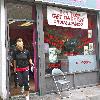 Kerry Katona leaves and tanning and beauty parlor to get false eyelashes put in
Surry, England.