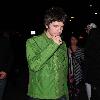 Noel Gallagher wearing a bright green jacket, arrives back at the Radisson Edwardian Hotel after watching Blue Moon Rising Premier
Manchester, England.