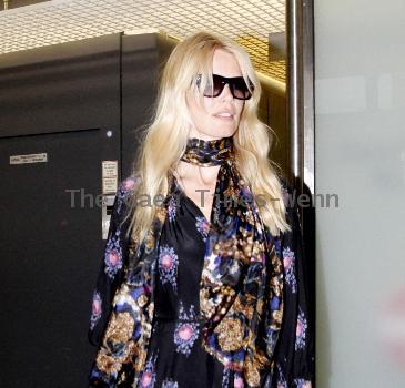 Claudia Schiffer arriving at Tegel Airport after flying in from London for the Vogue Berlin Fashion Night Out. Berlin.