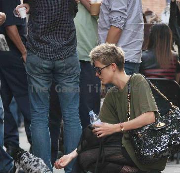 Model and actress Agyness Deyn takes her dog for a walk around SoHo
New York City, USA.