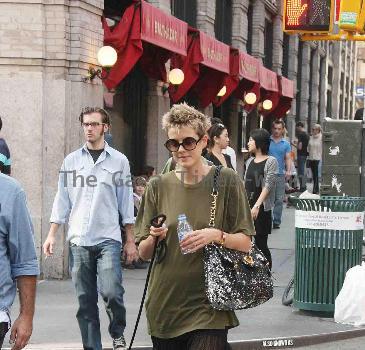 Model and actress Agyness Deyn takes her dog for a walk around SoHo
New York City, USA.