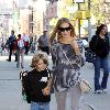 Sarah Jessica Parker
 walks with her son James Wilkie Broderick to school.
New York City, USA.