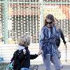 Sarah Jessica Parker
 walks with her son James Wilkie Broderick to school.
New York City, USA.