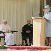 His Holiness Pope Benedict XVI, accompanied by Queen Elizabeth ll, attends a reception at the Palace of Holyrood House.
Edinburgh, Scotland.