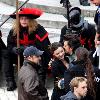 Pregnant Miranda Kerr and husband Orlando Bloom in costume on the set of 'The Three Musketeers' at Residenz Wuerzburg. Wuerzburg.