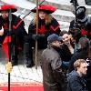 Pregnant Miranda Kerr and husband Orlando Bloom in costume on the set of 'The Three Musketeers' at Residenz Wuerzburg. Wuerzburg.