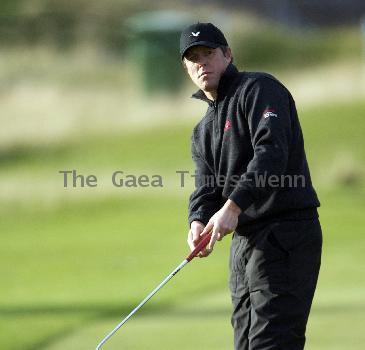 Hugh Grant 
Practise Round of the Alfred Dunhill Links Championship at The Old Course, St Andrews. 
Fife, Scotland.