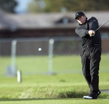 Hugh Grant 
Practise Round of the Alfred Dunhill Links Championship at The Old Course, St Andrews. 
Fife, Scotland.