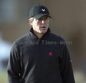 Hugh Grant 
Practise Round of the Alfred Dunhill Links Championship at The Old Course, St Andrews. 
Fife, Scotland.