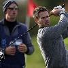 Hugh Grant 
Practise Round of the Alfred Dunhill Links Championship at The Old Course, St Andrews. 
Fife, Scotland.