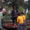 Michelle Obama 
5th graders from Bancroft Elementary take part in the White House Kitchen Garden Fall Harvest
Washington D.C, USA.