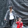 Halle Berry and daughter Nahla Ariela at Mr Bones pumpkin patch in West Hollywood Los Angeles.