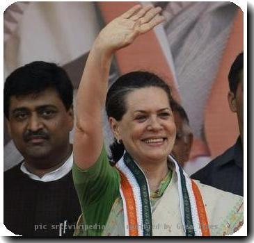 Ashok Chavan with Sonia Gandhi in a Rally