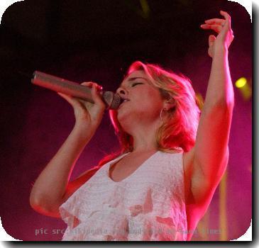 LeAnn Rimes performs for military members while visiting here Sept. 23. The concert was part of a promotion by the wing