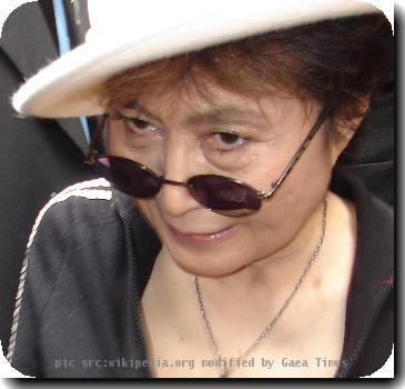 Yoko Ono in the opening day of her art exhibit in São Paulo, Brazil.