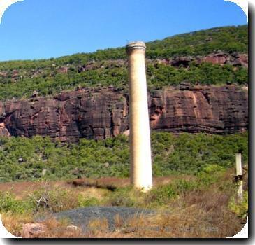 My photo of the Mount Mullgian chimney stack, taken from the township area - June 2006