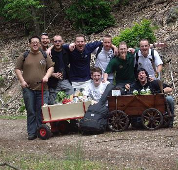 up to the 1700s Vatertag was a family day for honoring dad  somehow things changed in the 19th century and the holiday reappeared in Berlin as a less refined and very alcoholic celebration  Hiking drinking tour on Herrentag It is tradition to do a males only hiking tour with one or more smaller wagons  Bollerwagen   pulled by manpower  In the wagons are wine or beer and