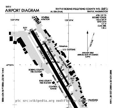 FAA airport diagram for BFI (Boeing Field/King County International Airport) in Washington, United States.