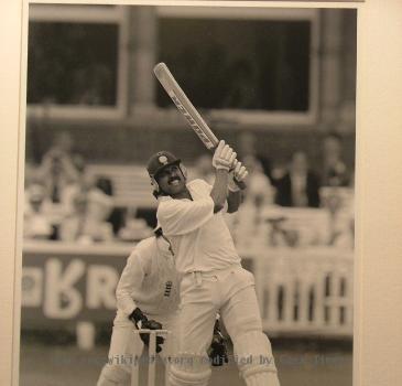 Description Kapil Dev hit four sixes to avoid a follow-on in the 1990 test match against England at Oval. This picture is part of the collection in Lord