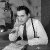 Commentator Lorne Greene broadcasting over the C.B.C. national network