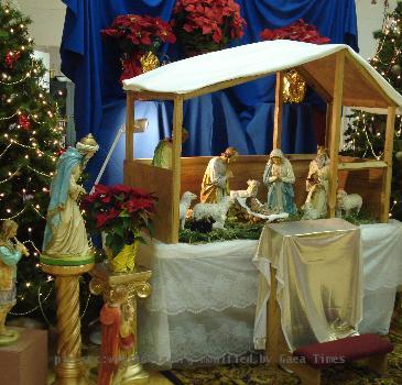 Nativity scene at Sacred Heart Catholic Church, in the historic Barelas neighborhood, Albuquerque, NM, Jan 2008.