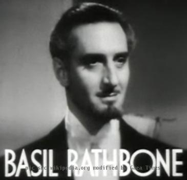 Cropped screenshot of Basil Rathbone from the trailer for the film