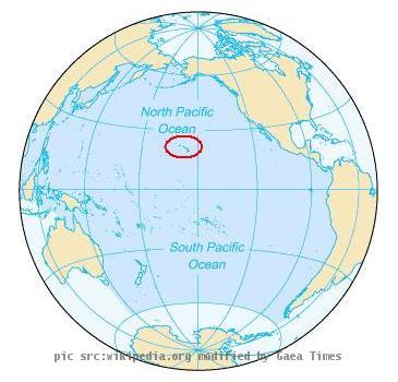 The location of Hawaii in the Pacific Ocean