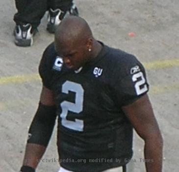 Oakland Raiders quarterback JaMarcus Russell on the sidelines during a home game against the Atlanta Falcons.  The Falcons won 24-0.