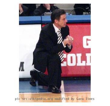 Rick Pitino during a game against West Virginia in the Big East tournament, 2007.