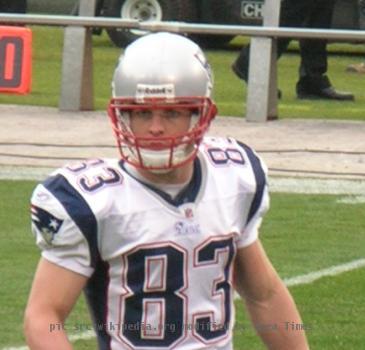 New England Patriots wide receiver Wes Welker on the field prior to an away game against the Oakland Raiders.  The Patriots won 49-26.