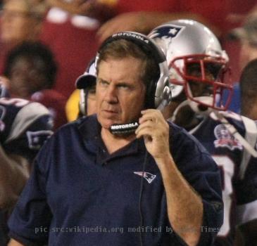 Head coach Bill Belichick of the New England Patriots watches the preseason game against the Washington Redskins at FedExField on August 28, 2009 in Landover, Maryland.