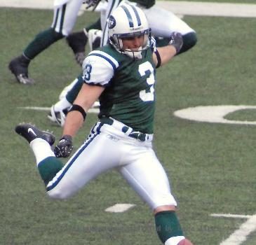 New York Jets kicker Jay Feely in action in the game against the St. Louis Rams on November 9, 2008.