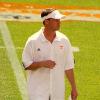 Lane Kiffin on the field at Neyland Stadium during the Orange & White game on the University of Tennessee campus.  April 18th, 2009.