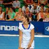 Laura Robson from Great Britain is ready to serve during the mixed double match in Hopman Cup XXII, Perth, Western Australia.