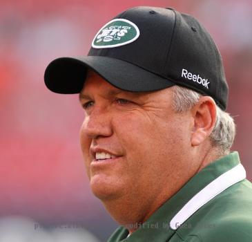 Rex Ryan as the new 2009 New York Jets Head Coach at the first pre season game (August 14, 2009) vs. the St. Louis Rams.