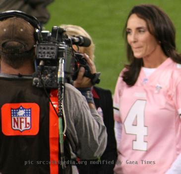 Deanna Favre being interviewed by NBC