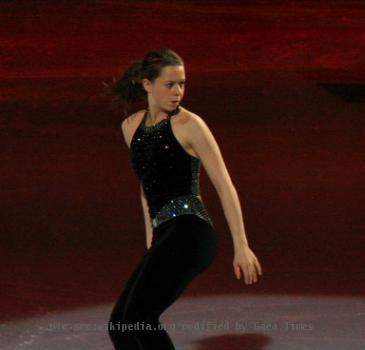 Emily Hughes sets up for a double axel during her exhibition program at the 2006 Skate America.